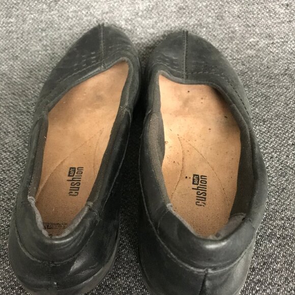 Clarks Soft Cushion Black Leather Slip On Comfort Ballet Flats Loafers Womens 8 - Picture 8 of 9